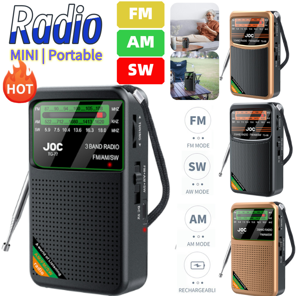 Radio de bolsillo de emergencia Radio FM AM SW La mejor recepción Radio con pilas Tipo C recargable con pantalla HD para personas mayores