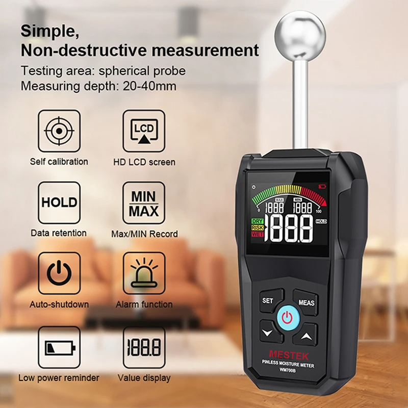 Digital Wood Moisture Meter Hygrometer Non-contact Timber Damp Detector Alarm Non-destructive Humidity Tester Moisture Detector