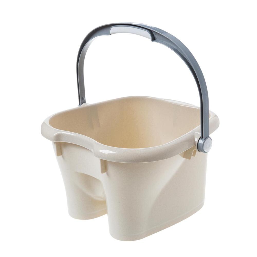1PC Portable Plastic Foot Washing Bucket Japanese-style Foot Tub Massage Roller Foot Bucket Large Foot Bath Barrel Tool: Light Yellow