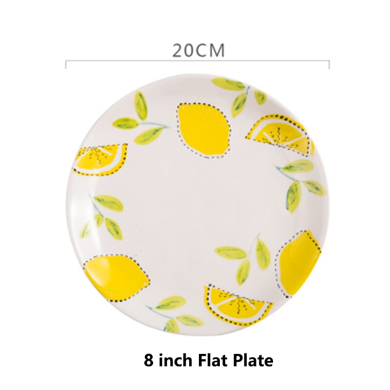 Lemon Pattern Dishes Dishes And Plates Sets Dinner Plates Steak Dish Bone China West Plate Dishes: 8inch Flat Plate