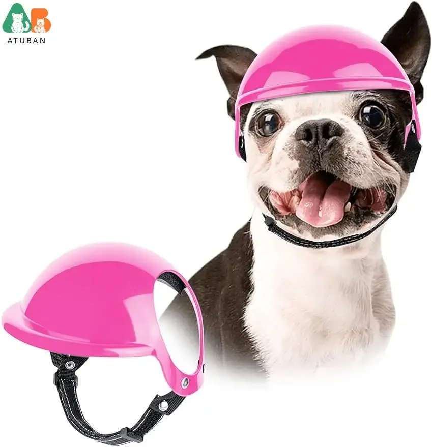 Hundehelm für kleine Hunde, Fahrradhelm für Hunde mit Ohrloch, Hunde-Motorradhelm, Haustiermütze für draussen-Reiten, Fahren, Welpenkappe: S / Rosa