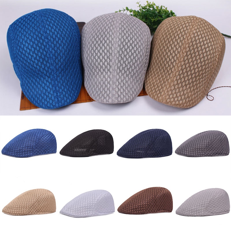 Novedad de , gorras tipo boina de verano informales a la para hombres, gorras con visera de malla, boinas de rejilla, sombreros, gorro transpirable ajustable