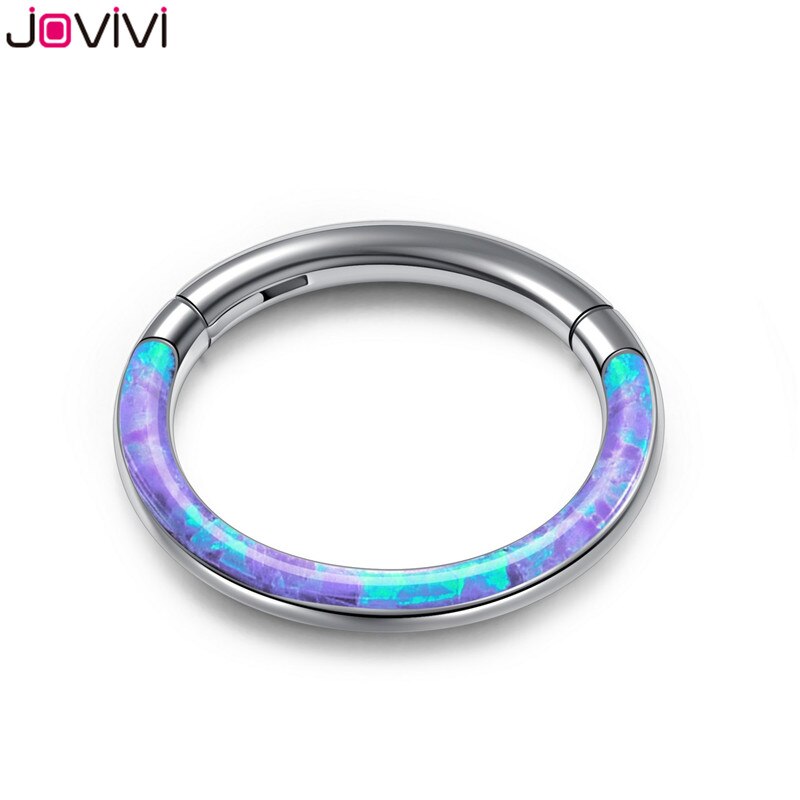 Jovivi Rvs 16G Twist Scharnierende Clicker Neus Septum Ring Synthetische Opal Hoop Wenkbrauw Lip Oor Ringen Body Piercing sieraden