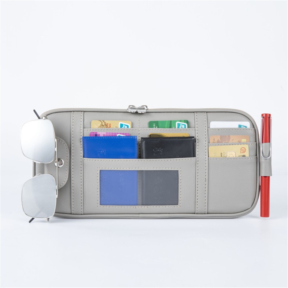 Sac de rangement multifonctionnel pour pare-soleil de voiture, pochette pour téléphone, porte-lunettes, porte-cartes et billets