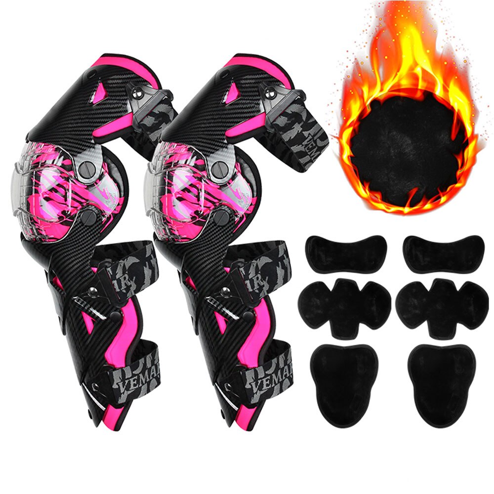 Men Motorcycle Knee Pads Red Moto Protection Knee Protector Motocross Equipment Motorbike Knee Moto Protective Gear Four Seasons: E18 Warm PK KneePads