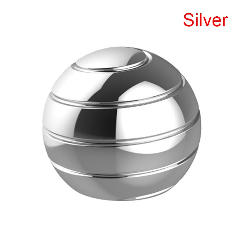 Desktop Decompression Rotating Spherical Gyroscope Office Desk Fidget Toys Optical Illusion Flowing Finger Toys Adult: silver color