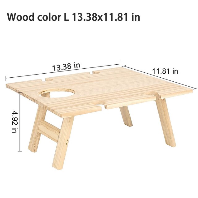 Outdoor Picnic Camping Portable Wooden Table Folding Barbecue Table With Glass Wine Rack Travel Foldable Fruit Table: Wood color-L