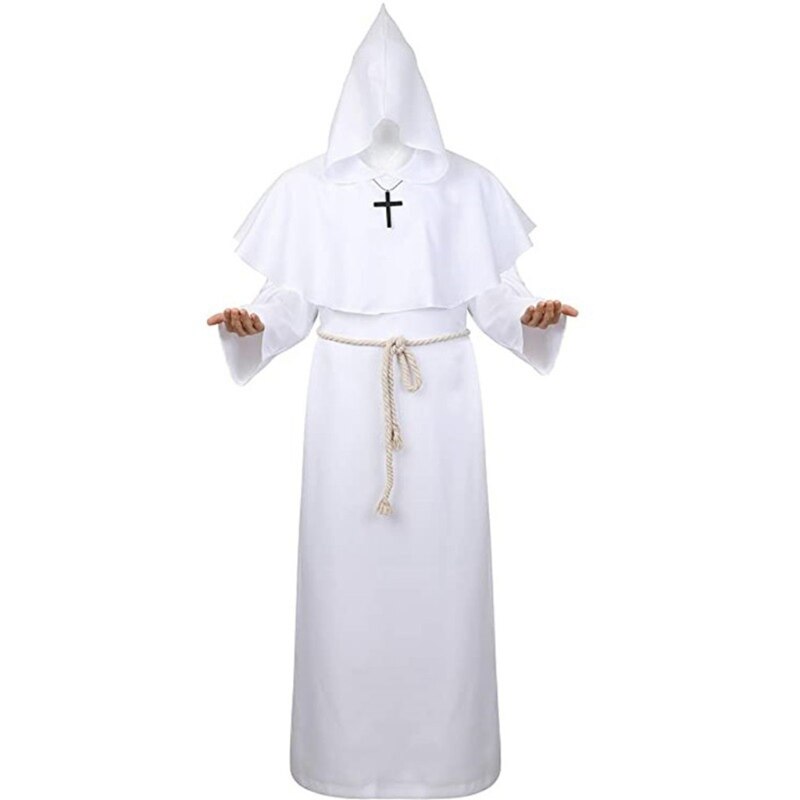 Adult Unisex Vampire Costume Set Reversible Hooded Cape Cloak Halloween: white