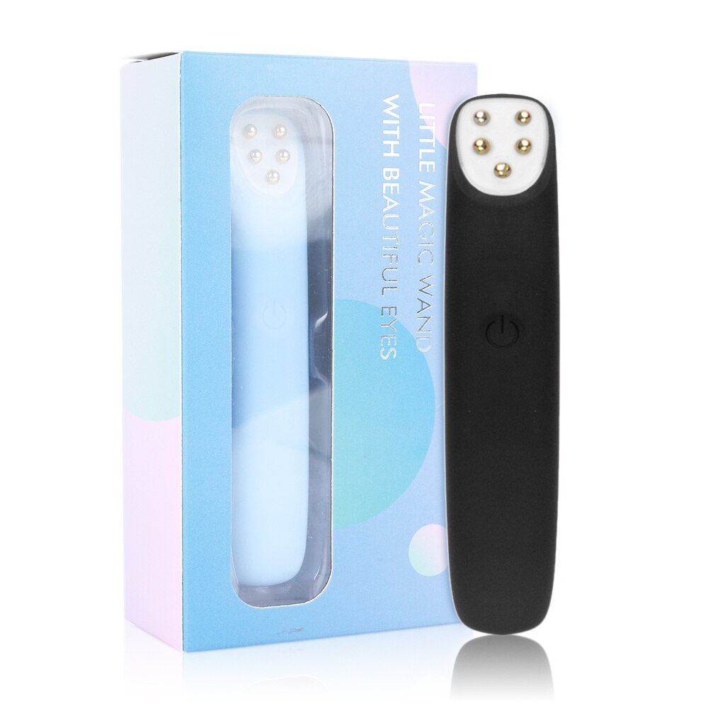 RF radiofrequenza massaggiatore per occhi massaggiatore antirughe antirughe dispositivo elettrico portatile cerchio scuro trattamenti per il viso penna per massaggio a vibrazione: nero