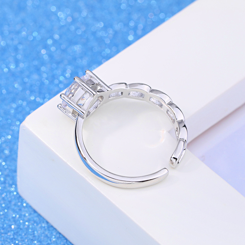 1Pcs Jewelry Ring For Women Silver-color Austrain Crystal Hollow Circle Adjustable Ring Size Engagement Rings