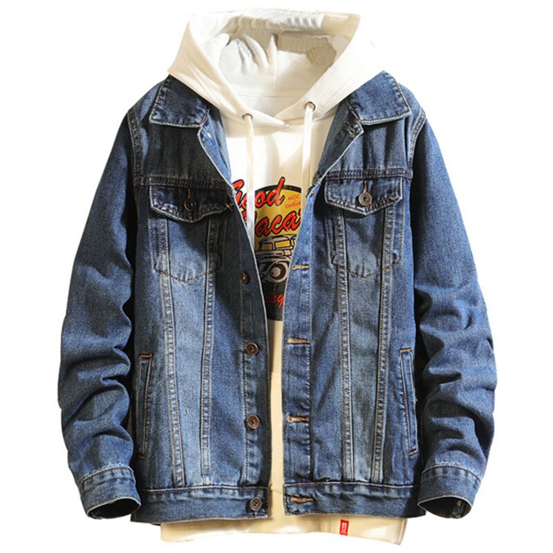 Men's Vintage Washed Denim Jacket with Classic Collar main image 0