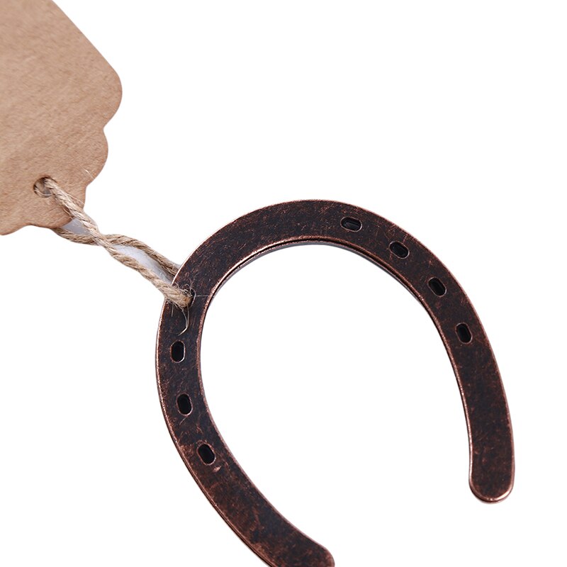 Metal hestesko papir tags diy blankt kort bryllup souvenirs bryllup bord dekoration kraft lucky vedhæng souvenir