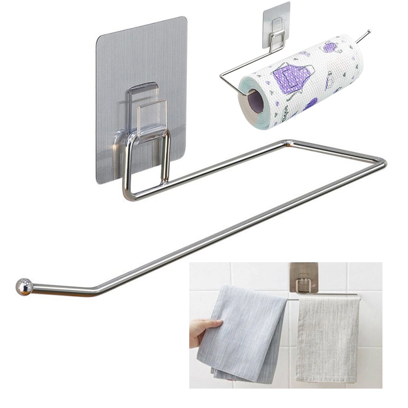 26cm Kitchen Rag Paper Storage Rack Holder Hanger Tissue Roll Towel Rack Bathroom Toilet Sink Door Hanging Hook