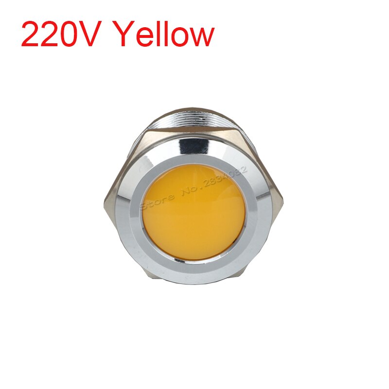 22mm Metal Indicator light LED Signal Lamp Warning light Car Boat Pilot Panel Signal Light 6V 12V 24V 220V 110V RGBYW Waterproof: 220v Yellow