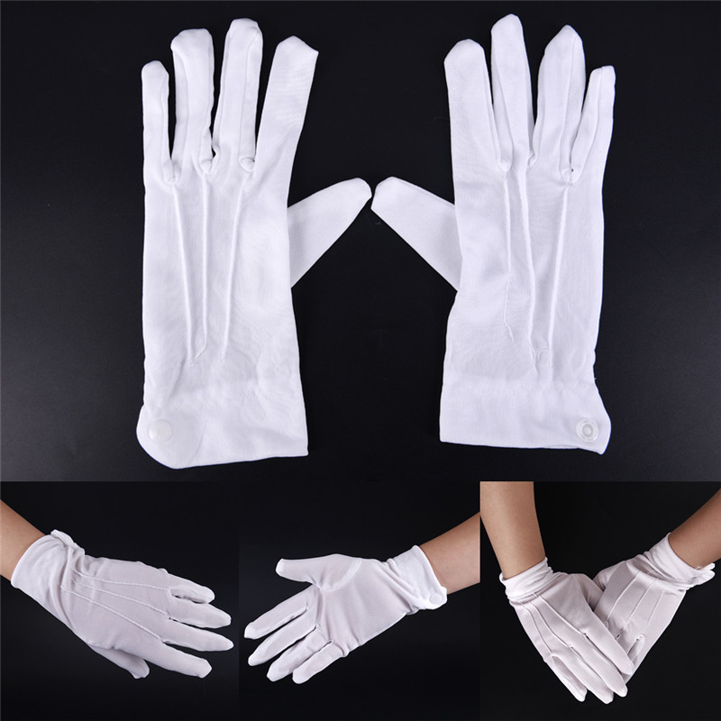 1Pair White Cotton Gloves Formal Work Uniform Catering uniforms Magician Parades Inspection Five-fingers work gloves