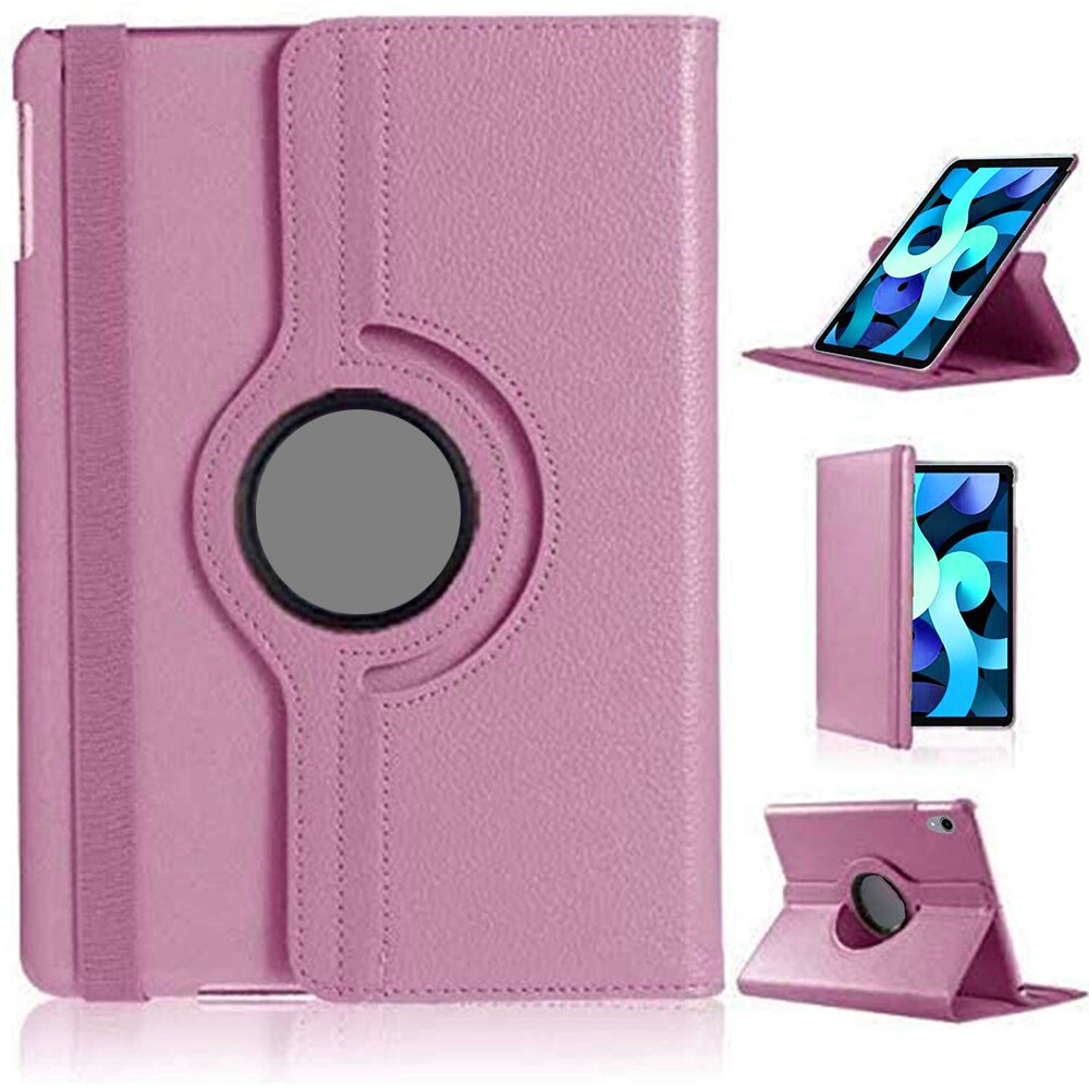 For Apple iPad Air 4th Generation 10.9" Rotating Smart Case Leather Folding Stand Cover with Auto Wake/Sleep Function: Pink