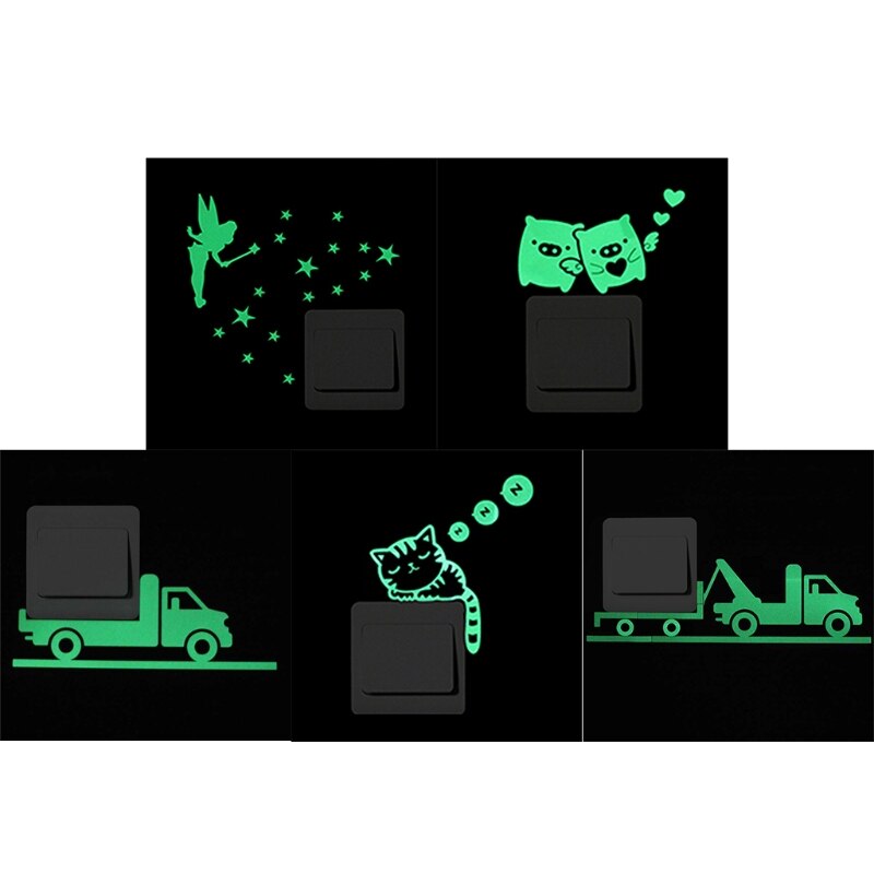 A Pack Of 5pcs Luminous Light Switch Decal Decorative Art Paste Q6PD