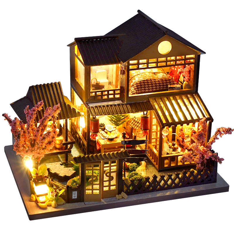 Diy Mini Houten Poppenhuis Met Meubilair Licht Kit Poppenhuis Casa Miniatuur Accessoires Handgemaakte Houten Speelgoed Verjaardagscadeaus