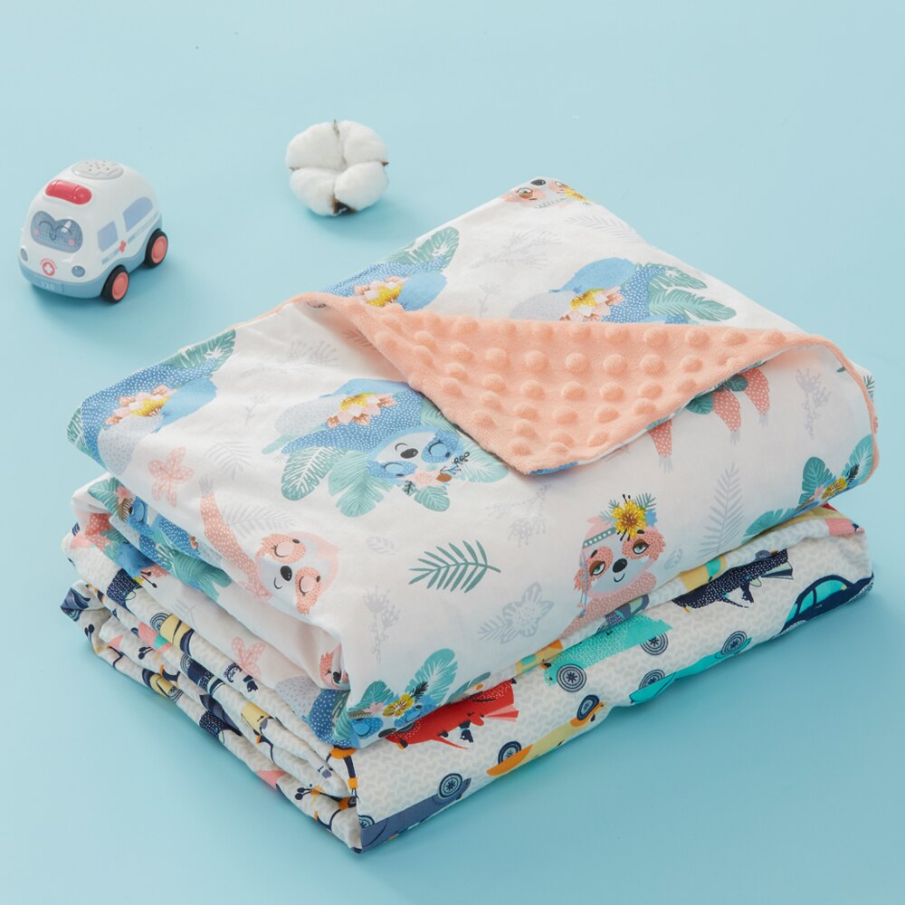 Vändbar unisex barnsmjuk babyfilt minky dot korallfleece mjuk termisk linda sängkläder set bomullsquilt