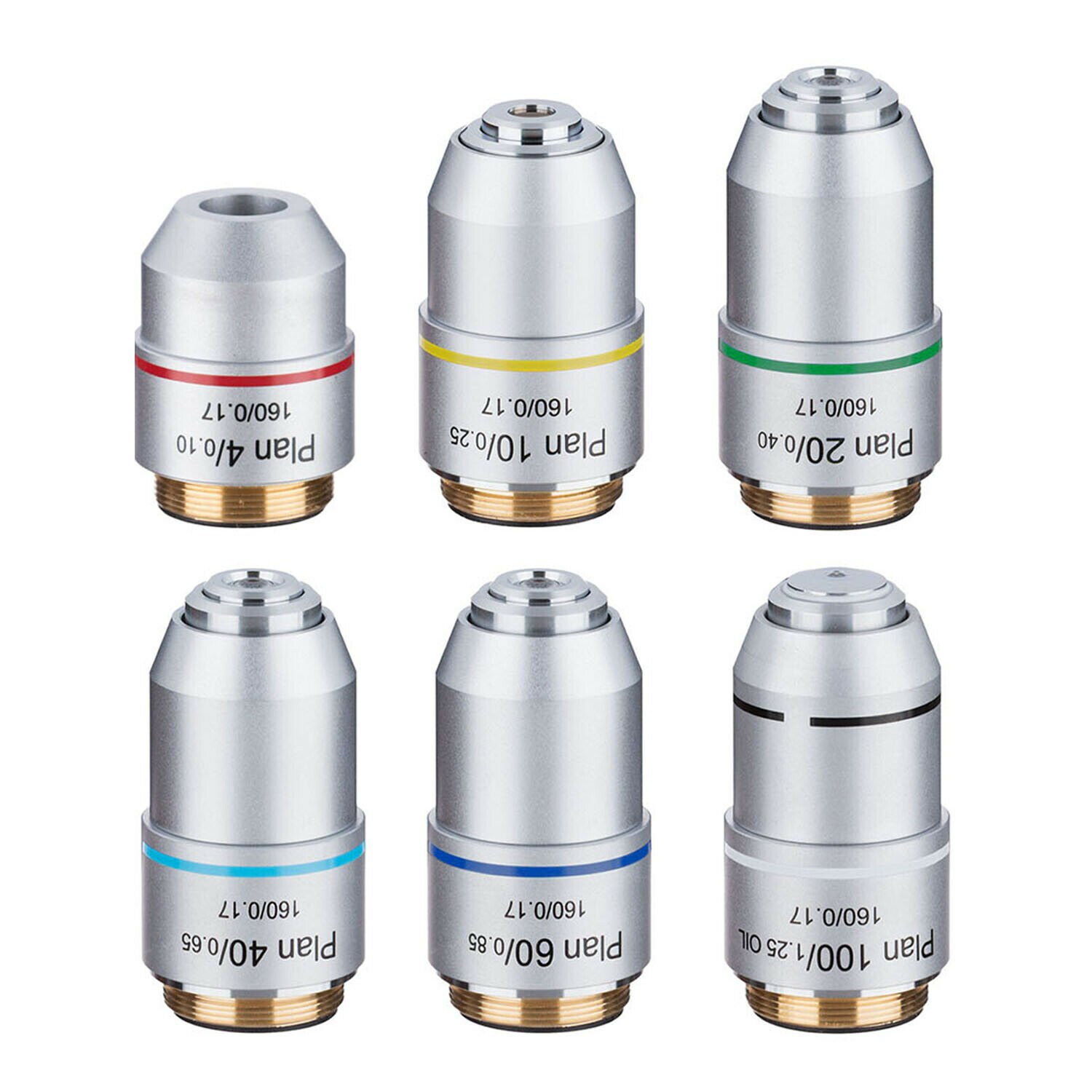 Biological Microscope Plan Objective Lens 4X 10X 20X 40X 60X 100X RMS Thread 160/0.17 195mm