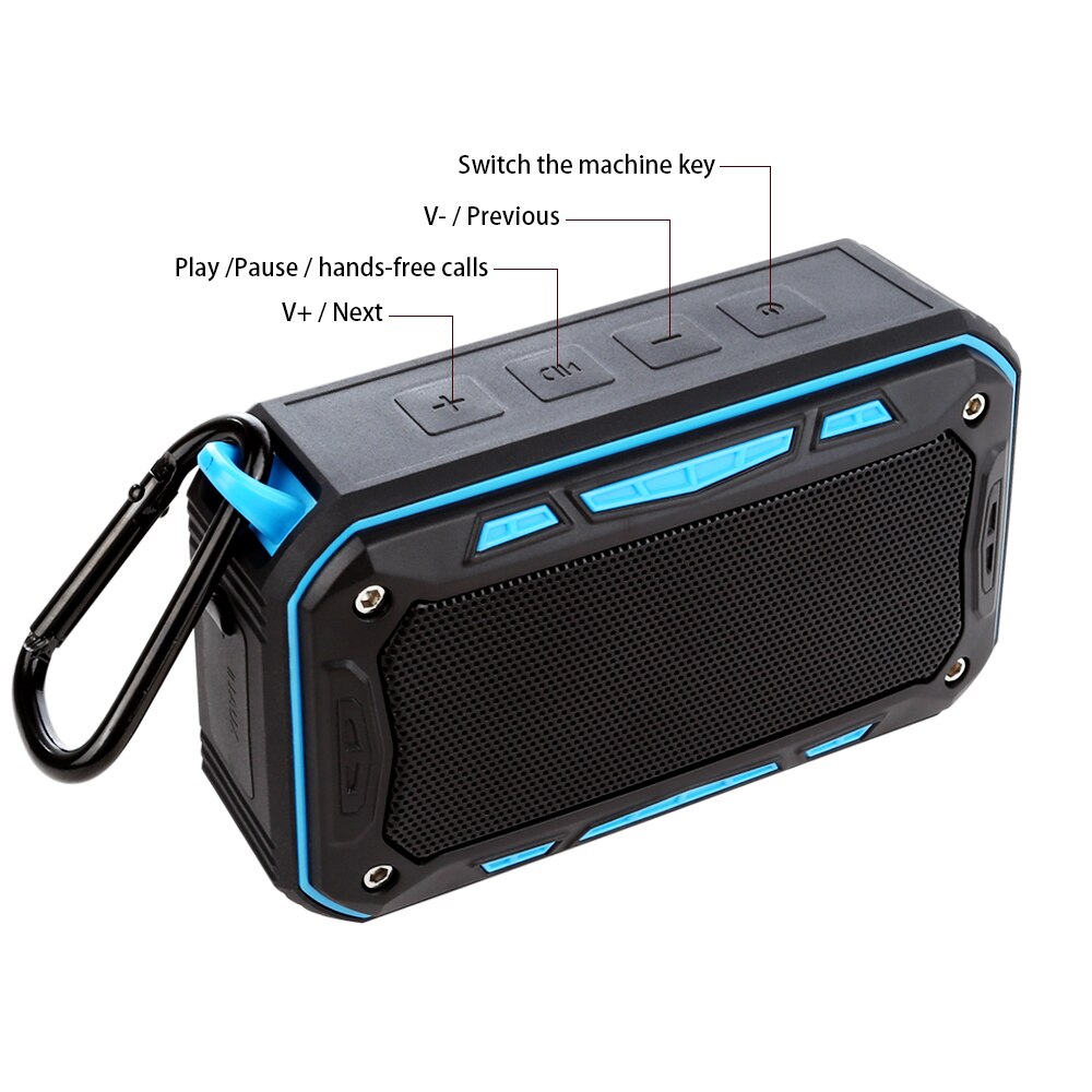 High Power 4Ω6W 2000Mah Bluetooth IP67 Waterdichte Luidspreker Tf-kaart Afspelen Subwoofer Draadloze Draagbare Sport Speaker