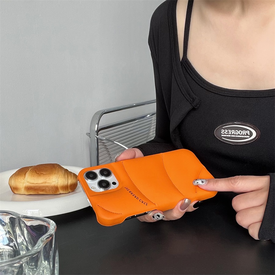 Funda The Bread para iPhone 15 14 13 12 Pro Max Plus, chaqueta acolchada, funda para teléfono a prueba de golpes, funda naranja