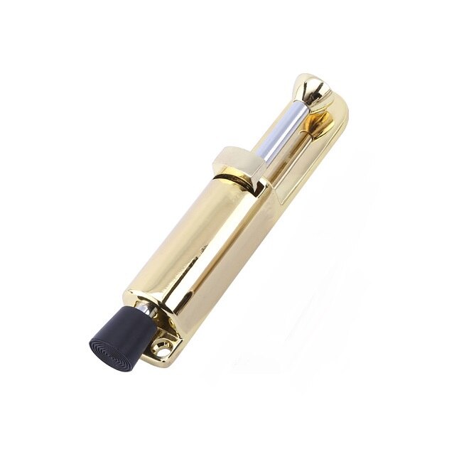 Heavy Duty Door Stopper Zinc Alloy Soft Rubber Foot Spring Loaded Easily Step-On Stoppers Holder ZM919: Gold