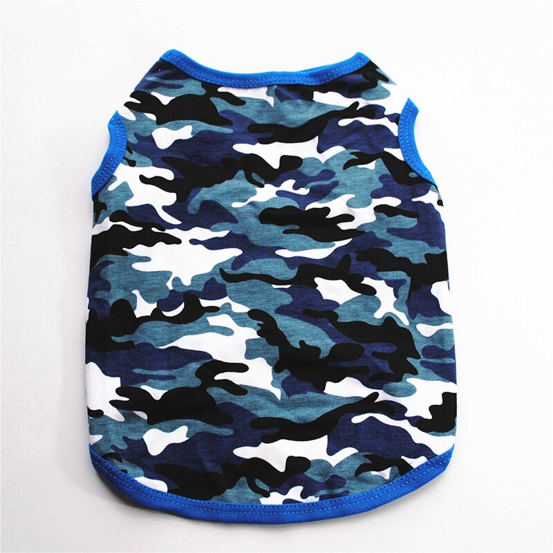 1Pcs Lente En Zomer Hond Kleren Puur Katoen Ademend T-shirt Teddy Puppy Corgi Camouflage Vest Puppy Kat Kleding: Blue / S