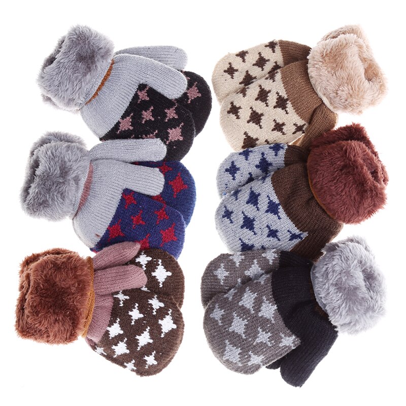 Baby Herfst En Winter Gebreide Warme Handschoenen Meisjes Jongens Outdoor Winter Patchwork Warm Houden Wanten Handschoenen