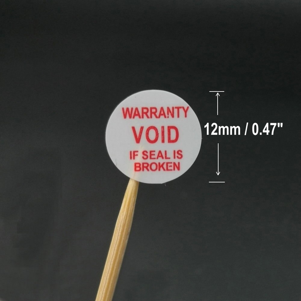 100pcs Tamper Proof Warranty VOID Label Sticker Small Round 12mm White Color With Red Printing WARRANTY VOID IF SEAL IS BROKEN