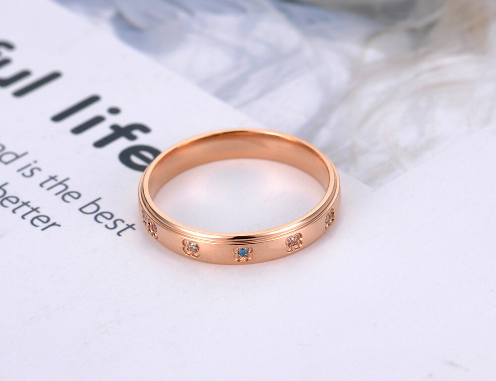 Lokaer originale titanium rustfrit stål vielsesring smykker rosa guld mosaik farverige krystal ringe til kvinder  r19150