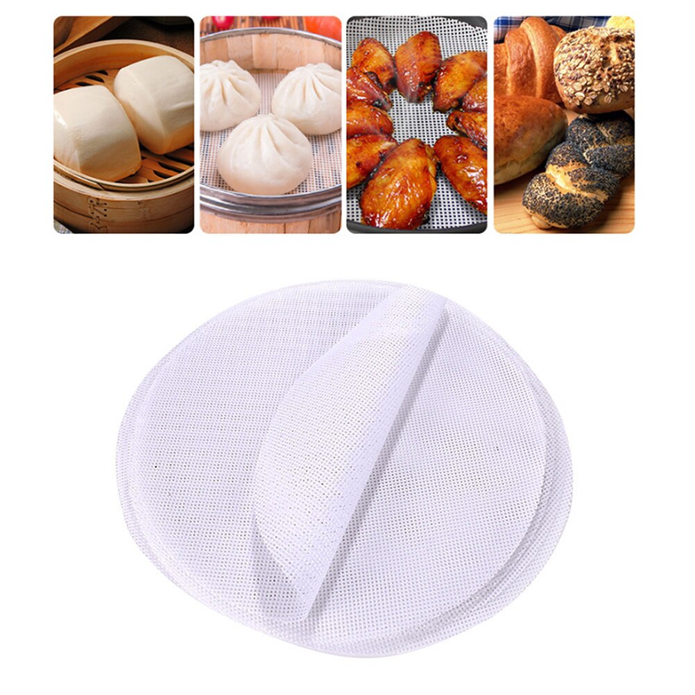 5 Pcs Reusable Kitchen Silicone Steamer Mesh Non-stick Pad Round Shape Dumplings Mat Steamed Buns Baking Pastry Dim Sum