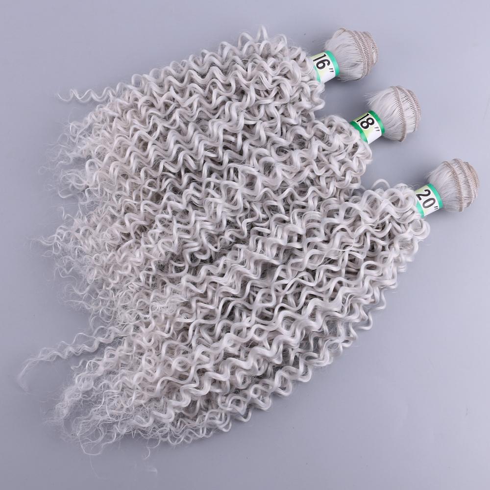 Tissage synthétique Afro crépu bouclé gris clair | Lot de 3 pièces de mèches 210 à haute température