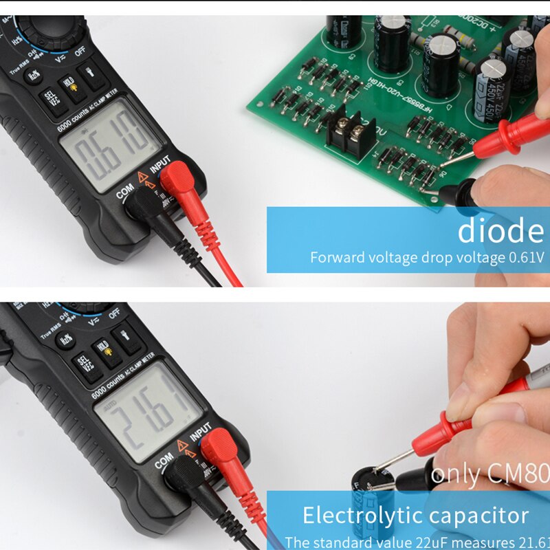 6000 Counts True RMS Digital Clamp Meter AC Current AC/DC Voltage Resistance Tester Measuring Tools VFC Capacitance Multimeter