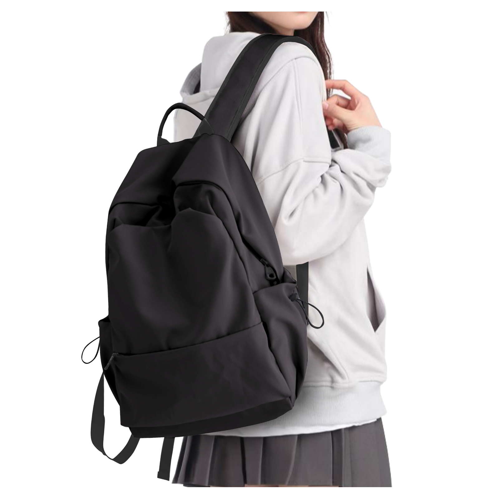 laptop-ryggsekk til jobb, høyskole, reise, lett vanntett daglig ryggsekk til menn og kvinner, sportsryggsekk skoleveske til datamaskin: Svart