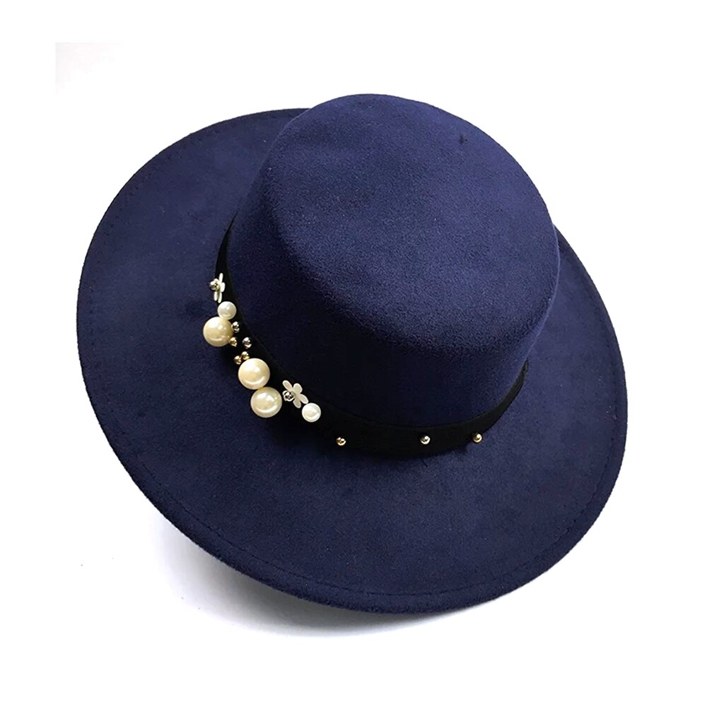 Perle chapeau femme vintage moderigtigt sort top filt fedora hat mænd sombrero bowler kirke trilby hatte til kvinder gorra mujer: 1