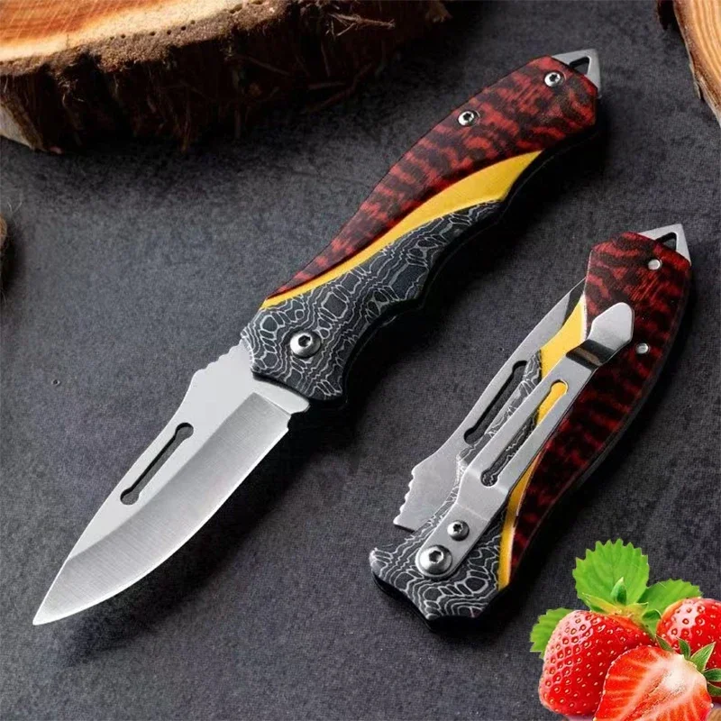 Cuchillo plegable para comer carne, cuchillo para cortar fruta, para asar ovejas, cuchillo de acero inoxidable, herramientas de cocina, 1 unidad