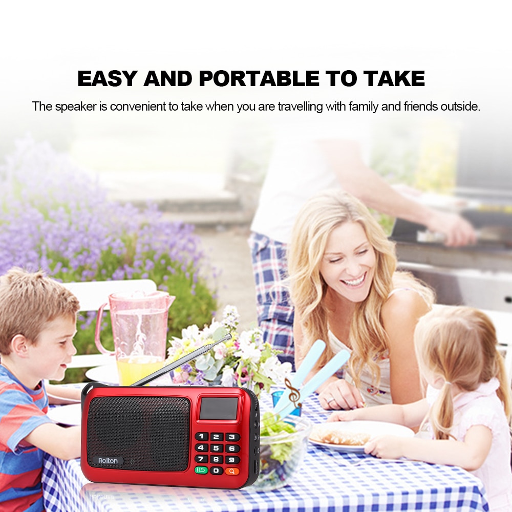 Rolton W405 Portable Mini FM Radio PC Speaker Music Player USB TF Card with LED Display HiFi Stereo Receiver Digital FM Radio