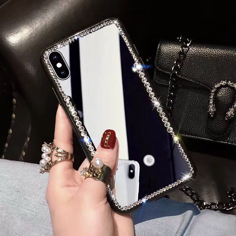 Strass Spiegel Case Voor Iphone Xs Xr Max Xs Gevallen 6 6S 7 8 Plus Diamant Funda Voor Iphone X Celular Mobiele Telefoon Coque