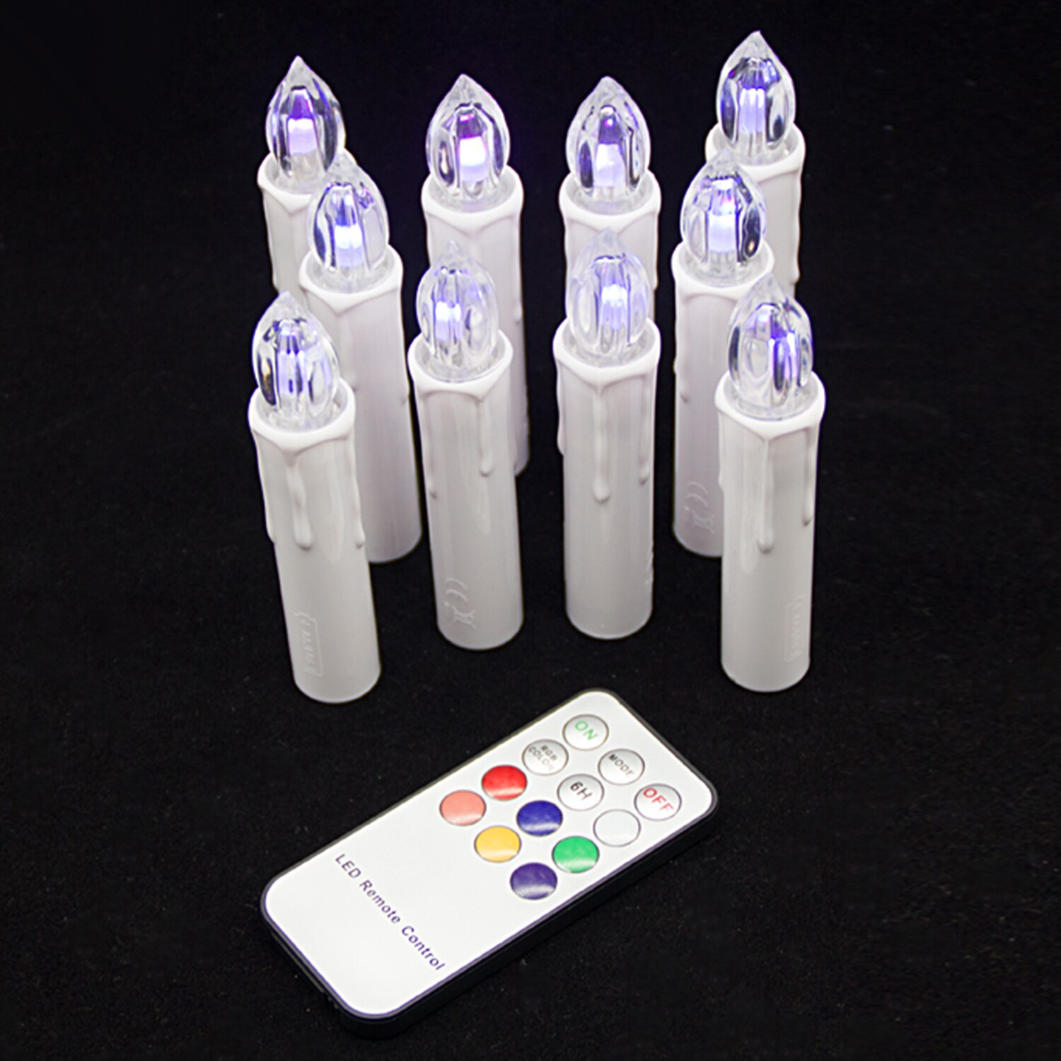 10PCS Battery Operated LED Candle Lights with Timer Remote Control Clip for Birthday Wedding Valentines Engagement Home Decor