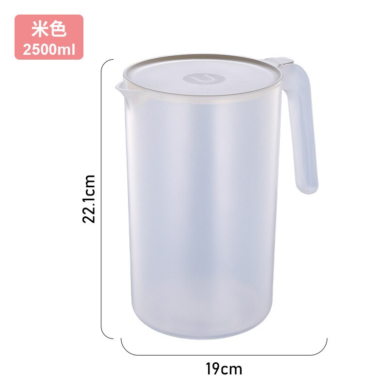 Vandflaske kande vand kande juice te kande kogefilter plastik låg med stor kapacitet 2500 ml plastik: Beige 2500ml