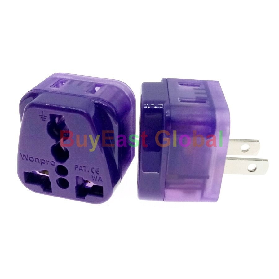 2 IN 1 - Universal to USA Canada Thailand Taiwan Electrical Plug Adapter Multi Outlet AC100~250V 10A WAD-6