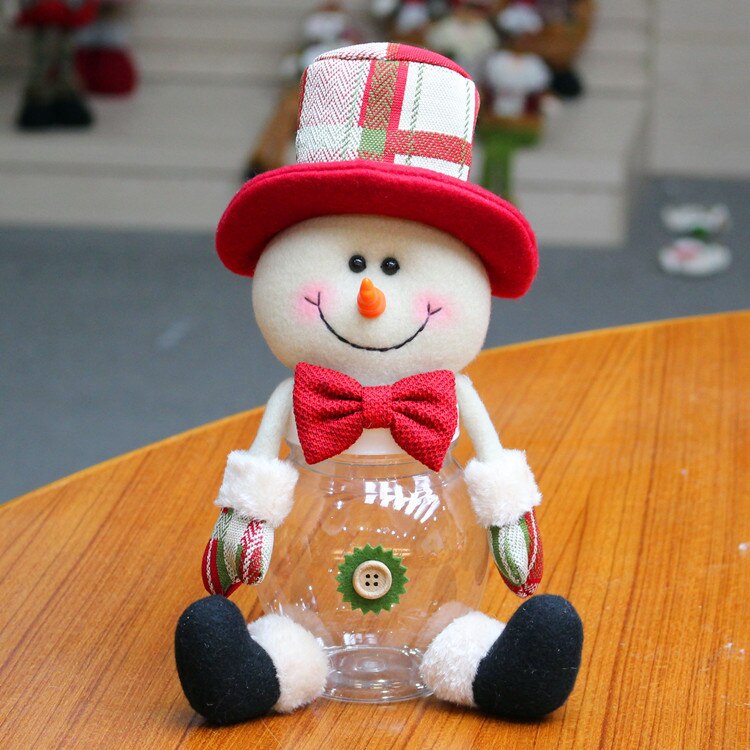 Jul godis burk xmas älg santa snögubbe klar plast godis burk flaska hållare fest dekor behållare: 2