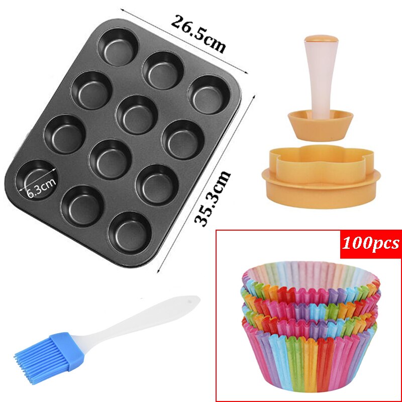 6/12Holes Mini Square Cupcake Pan Muffin Tray Cupcake Mold Muffin Pan Carbon Steel Baking Pan Non Stick Bakeware Biscuit Pan ZXH: L12holes1MJ1SZ100cup