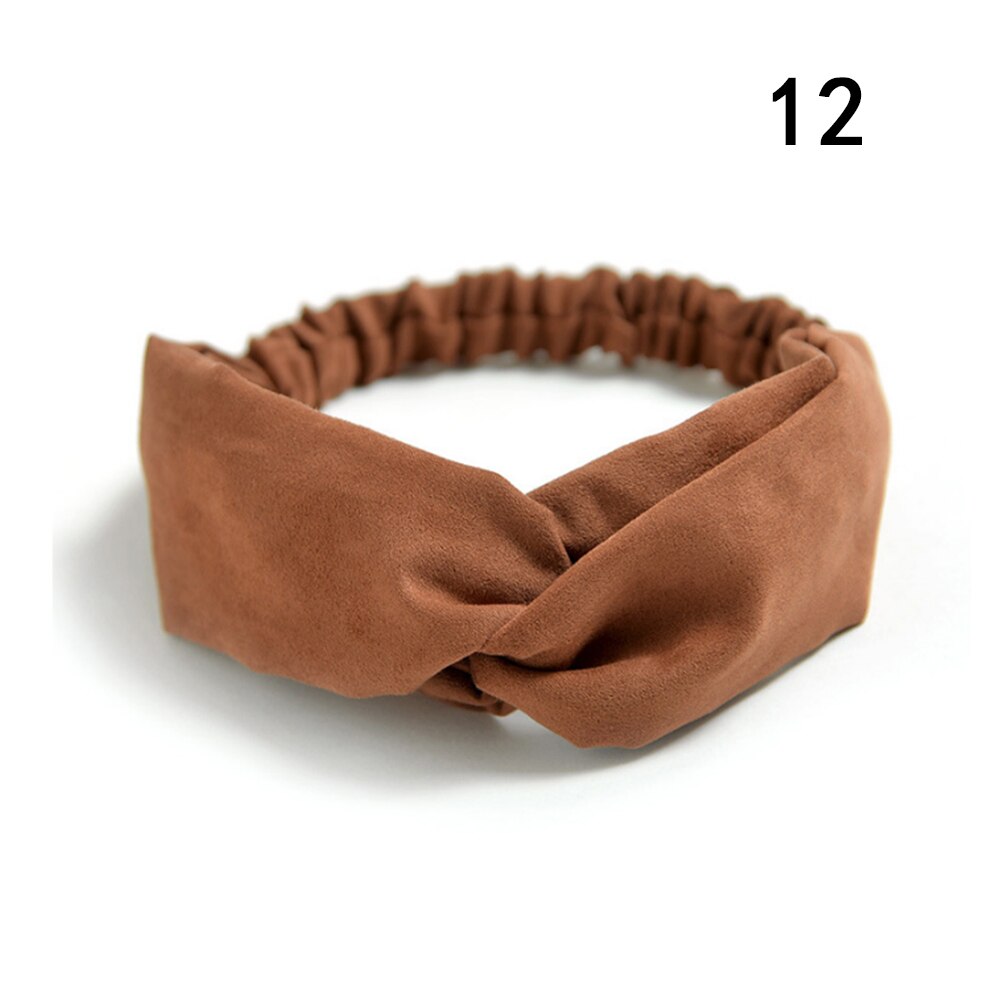 Suede Twist Tulband Vrouwen Haarband Bows Elastische Hoofddoek Sport Haarbanden Head Band Knoop Hoofdband Voor Meisjes Hoofddeksels Headwrap: 12
