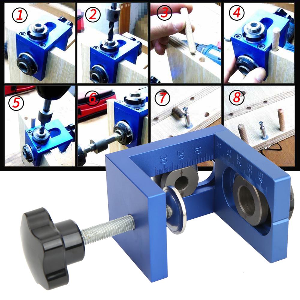 Trebearbeiding boring lokaliseringsveiledning tre dowel hole boring guide jig drill bit kit woodworking snekring stiller verktøy