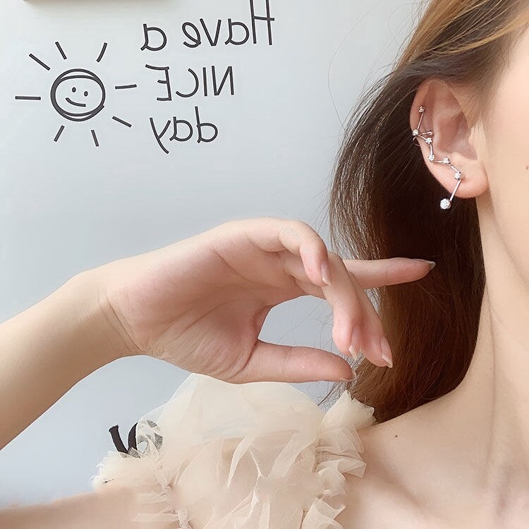 S925 Silver Ear Climber Earrings Fashionable Ear Cuff Clip on Earrings for Women Jewelry