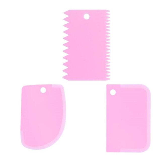 3Pcs/1Pc Deeg Cake Cutter Slicer Spatel Voor Cake Schraper Pasteuze Cutters Schraper Onregelmatige Tanden Rand diy Soepeler Tool: Bruin