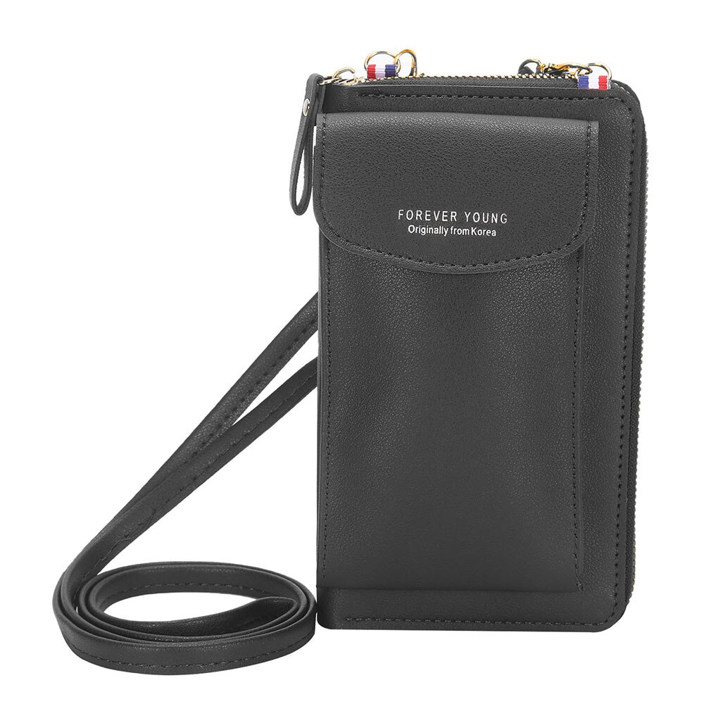 Vrouwen Portemonnee Beroemde Mobiele Telefoon Tassen Grote Kaarthouders Handtas Purse Clutch Messenger Schouder Lange Bandjes: Black