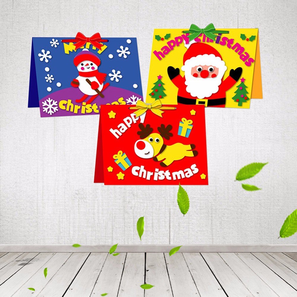nette Karikatur Kleine Santa Schneemann DIY Frohe Weihnachten Postkarte Gruß Karte Karte Weihnachten